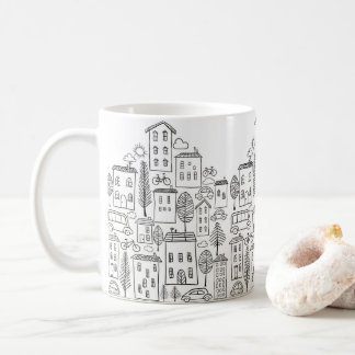 Cute City Urban Doodle Art Kaffemugg