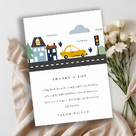 Cute City Urban Fordon Cars Road Baby Shower Tack Kort