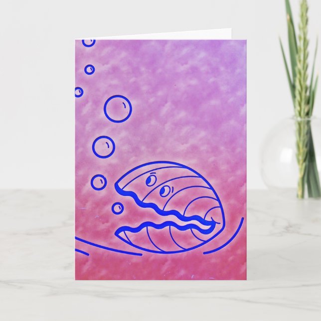 Cute Clam-Snäckan Under Sea Blue-Lilan Kort (Framsida)