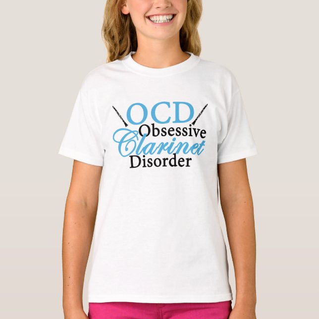 Cute Clarinet Humor Girl Tee Shirt (Framsida)