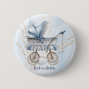 Cute Classic Baby Blue-Blommigten Barnvagn, vacker Knapp