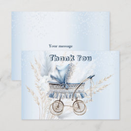Cute Classic Baby Blue-Blommigten Barnvagn, vacker Tack Kort