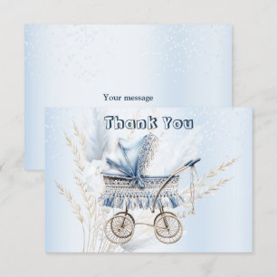 Cute Classic Baby Blue-Blommigten Barnvagn, vacker Tack Kort
