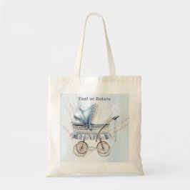 Cute Classic Baby Blue-Blommigten Barnvagn, vacker Tygkasse