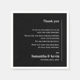 Cute Classic Black White Bröllop Tack för meddelan Pappersservett