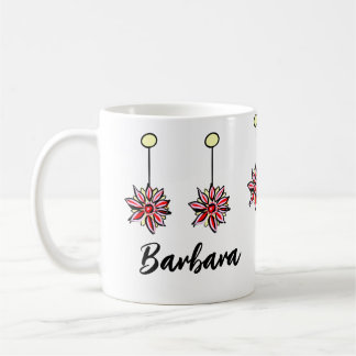 Cute Classic Flower Mönster Anpassningsbar Text Co Kaffemugg