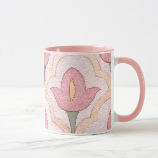 Cute Classic Moroccan med tulip Tile mönster rosa Mugg (Höger)