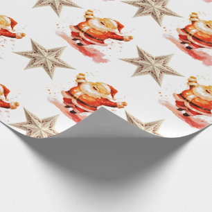 Cute Classic Santa and Stars Presentpapper