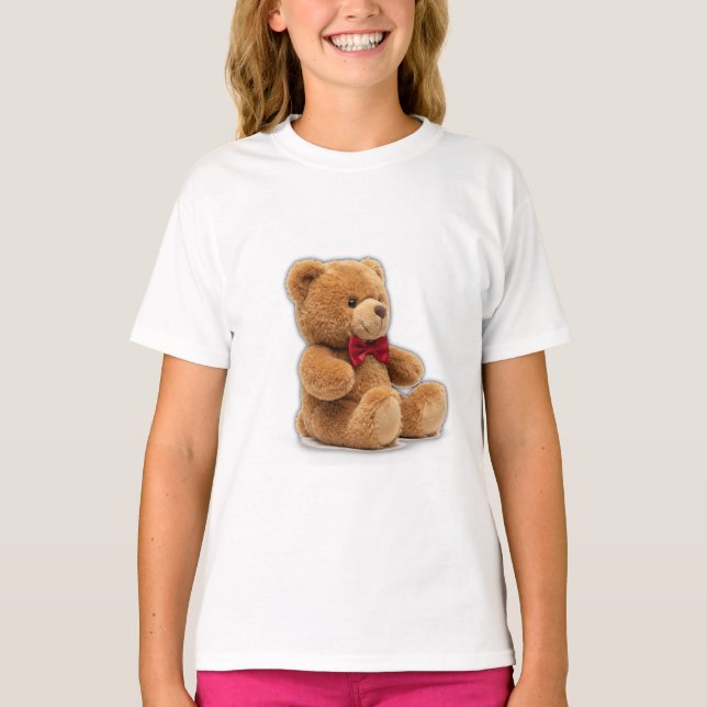 Cute Classic Teddy Bear Art Girls' T-Shirt (Framsida)