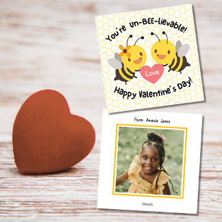Cute Classroom Bee Photo Valentine Day Julkort