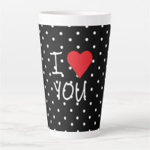 Cute Classy Black White Polka Dot Red Heart Kärlek