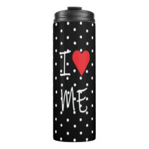 Cute Classy Black White Polka Dot Red Heart Kärlek