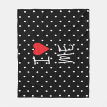 Cute Classy Black White Polka Dot Red Heart Kärlek