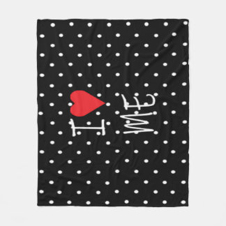 Cute Classy Black White Polka Dot Red Heart Kärlek Fleecefilt