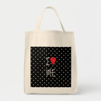 Cute Classy Black White Polka Dot Red Heart Kärlek Tygkasse