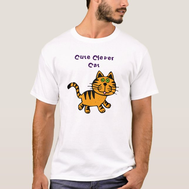 Cute Clever Cat t-shirt (Framsida)