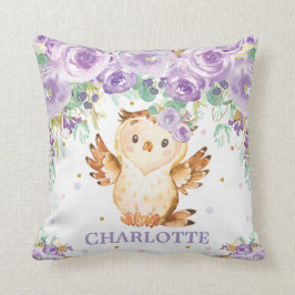 Cute Clever Uggla Lila Blommigt  Girl Nursery Kudde