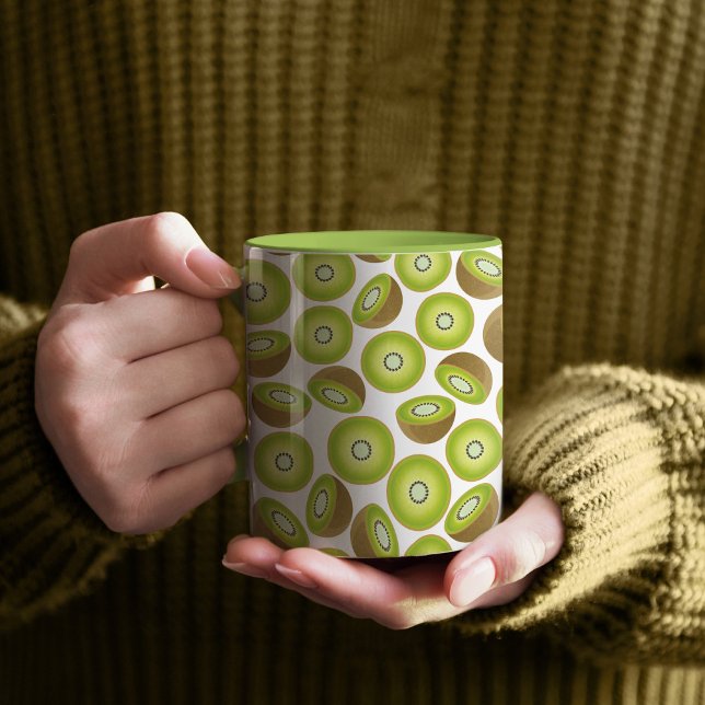 Cute Cliwi Mönster Mugg (Kiwi Pattern Lime Green Mug)
