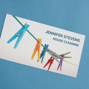 Cute Clotheline House Städning Maid Housekeeper Visitkort