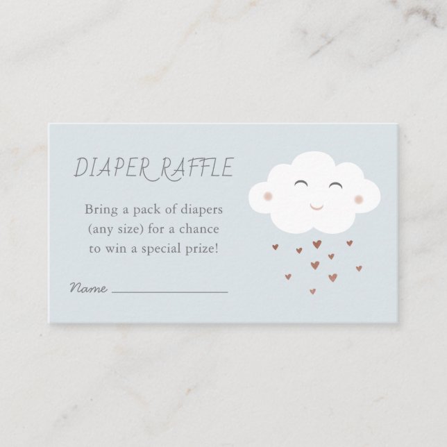 Cute Cloud Baby Shower Sprinkle Diaper Raffle Tilläggskort (Framsida)
