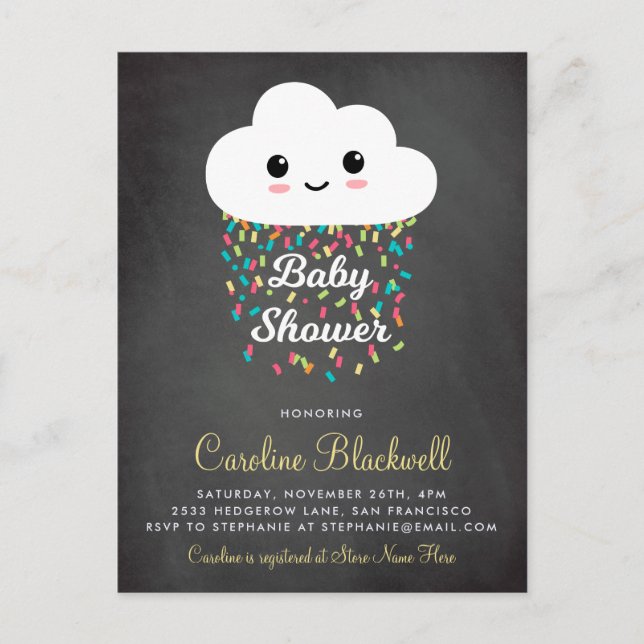 Cute Cloud & Confetti | Barnskiss för kalkbord Inbjudan Vykort (Framsida)