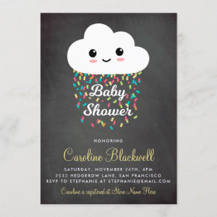 Cute Cloud & Confetti Barnskiss för kalkbord Inbjudningar