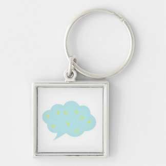 Cute Cloud Keychain Fyrkantig Silverfärgad Nyckelring