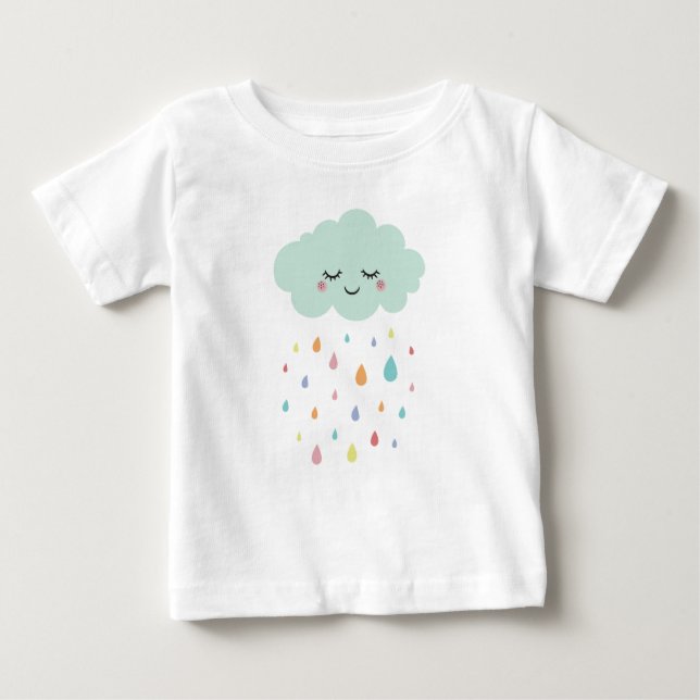 Cute Cloud Pastel Färgad Raindrops Baby t-Shirt (Framsida)