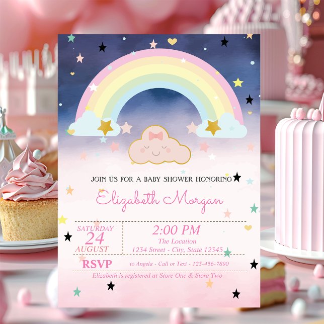 Cute Cloud Rainbow Stars Ombre Baby Shower Inbjudningar (Skapare uppladdad)