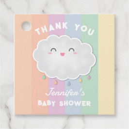Cute Cloud Raindroppe Regnbåge Baby Shower Tack Gåvor Etiketter