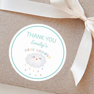 Cute Cloud Raindros Kön Neutral Baby Shower Runt Klistermärke