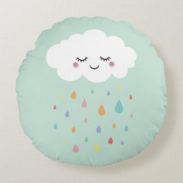 Cute Cloud Regnbåge Rund Pillow Baby Nursery Kudde