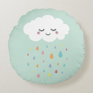 Cute Cloud Regnbåge Rund Pillow Baby Nursery Rund Kudde