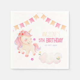 Cute Cloud Rosa Unicorn Colorful Girl Birthday Pappersservett