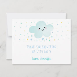 Cute Cloud Stars Blue Baby Shower Tack Kort