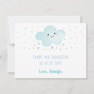 Cute Cloud Stars Blue Baby Shower Tack Kort