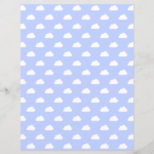Cute Clouds White på Blue Scrapbook Papper