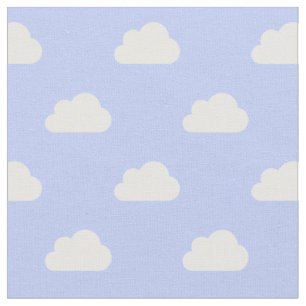 Cute Clouds White på Blue Tyg