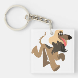 Cute Clowish Tecknad Afghan Hound Acrylic Nyckelri