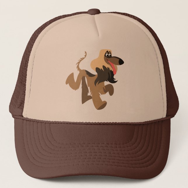Cute Clowish Tecknad Afghan Hound Hat Truckerkeps (Framsida)