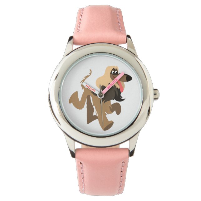 Cute Clowish Tecknad Afghan Hound Watch Watch Armbandsur (Framsida)
