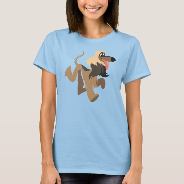 Cute Clowish Tecknad Afghan Hound Women T-Shirt (Framsida)