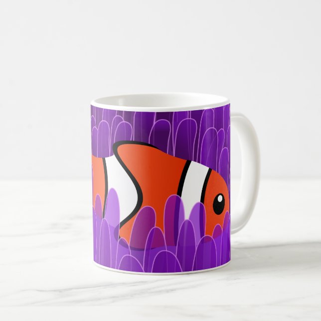 Cute Clown Fish and Beval Lila Sea Anemone Kaffemugg (Framsida höger)