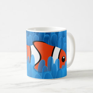 Cute Clown Fish and Vacker Grönt Blue Anemone Kaffemugg
