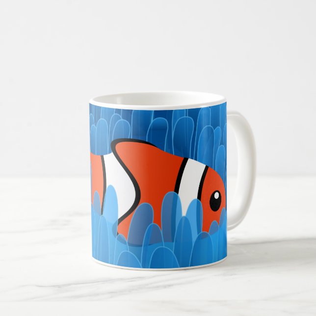 Cute Clown Fish and Vacker Grönt Blue Anemone Kaffemugg (Framsida höger)