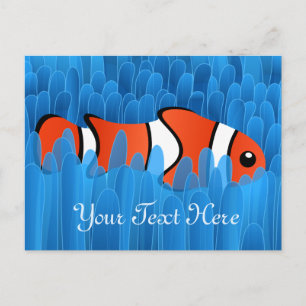 Cute Clown Fish och Beval Blue Sea Anemone Vykort
