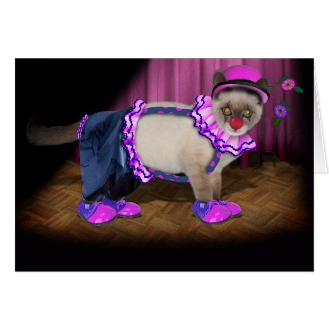 Cute Clown Kattunge Hälsningskort (Framsidan Horizontal)
