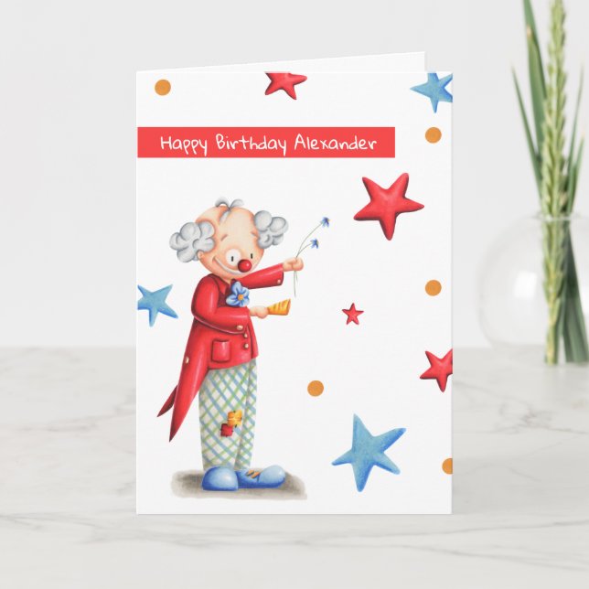 Cute Clown Personlig Grattis på födelsedagen Kort (Framsida)
