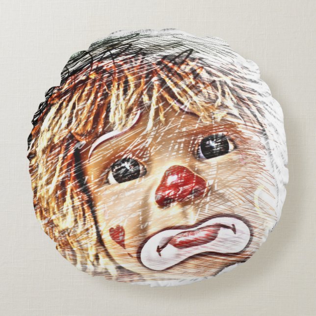Cute Clown Rund Kudde (Framsidan)