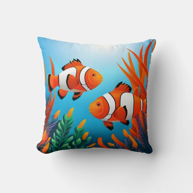 Cute Clownfish i Sjögräs Kudde (Framsida)